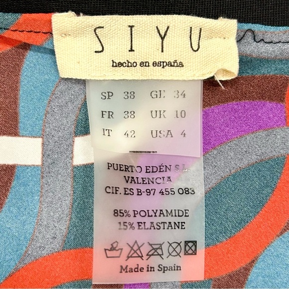 SIYU Spain Geometric Print A-Line Skirt – Size 4 (Made in Spain) - Picture 2 of 3